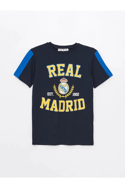 LCW Kids Bisiklet Yaka Real Madrid Baskılı Kısa Kollu Erkek Çocuk Tişört