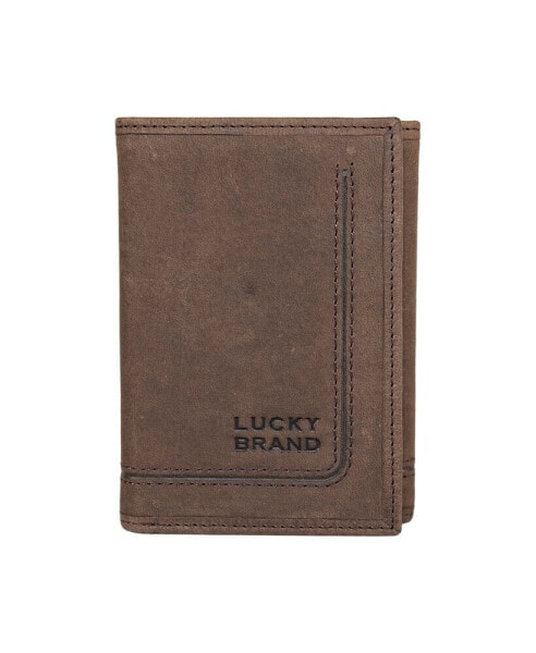 Men's Grooved Leather Trifold Wallet