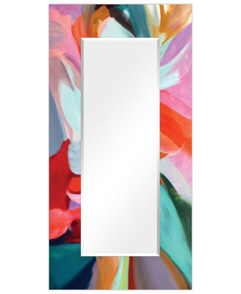 Rectangular Beveled Mirror on Free Floating Reverse Printed Tempered Art Glass - 72" x 36"