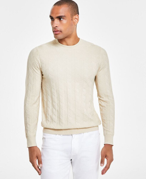 Men's Textured Chevron Long-Sleeve Crewneck Sweater, Created for Macy's
