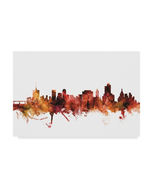 Michael Tompsett Tulsa Oklahoma Skyline Red Canvas Art - 15" x 20"