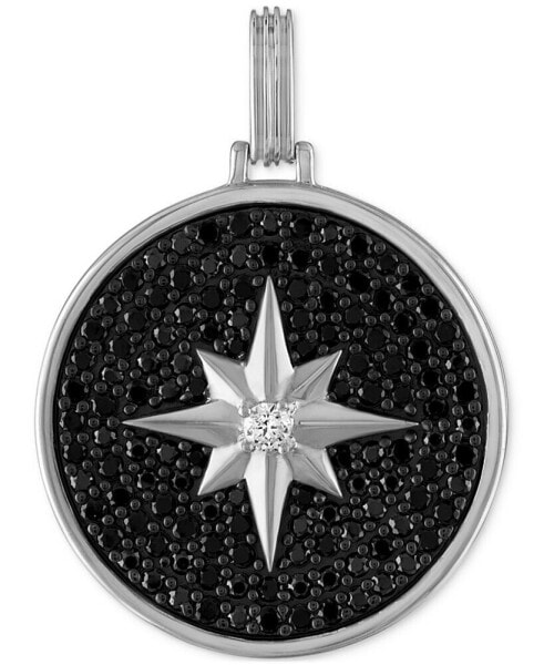 Black Spinel & Cubic Zirconia North Star Disc Pendant in Sterling Silver, Created for Macy's