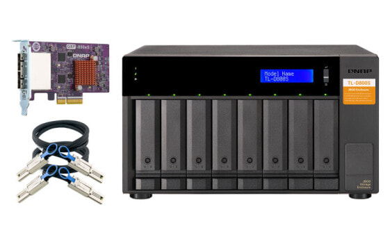 QNAP TL-D800S - HDD/SSD enclosure - 2.5/3.5" - Serial ATA II - Serial ATA III - 6 Gbit/s - Hot-swap - Black - Grey