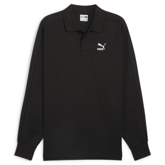 Puma T7 Polo Small Logo Crew Neck Long Sleeve Sweatshirt Mens Black 62433201