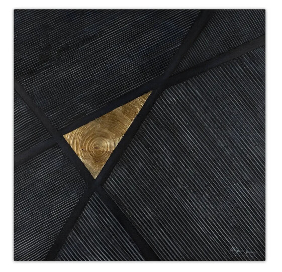 Картина KUNSTLOFT Handgemalt 'Сияющий центр' - золотистый блеск 80x80cm