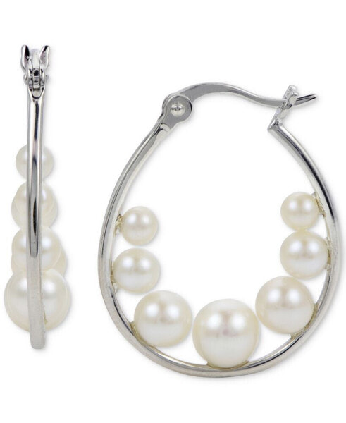 Cultured Freshwater Pearl (3-6mm) Hoop Earrings in 14k Gold-Plated Sterling Silver