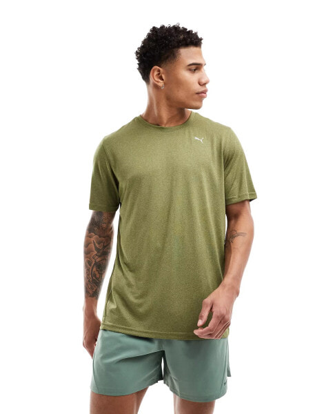 Puma Training logo heather t-shirt in khaki