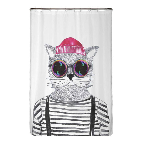 Recycling-Duschvorhang Hipster Katze