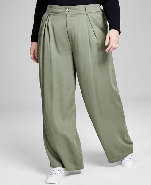 Trendy Plus Size Easy Wide-Leg Trousers