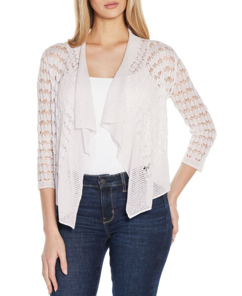 Women's Pointelle Stich Flowy Open Cardigan