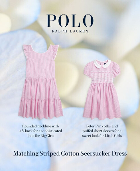 Платье для малышей Polo Ralph Lauren в полоску из хлопчатобумажного сирсакера