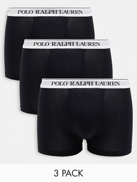 Polo Ralph Lauren 3 pack trunks in black with waistband logo