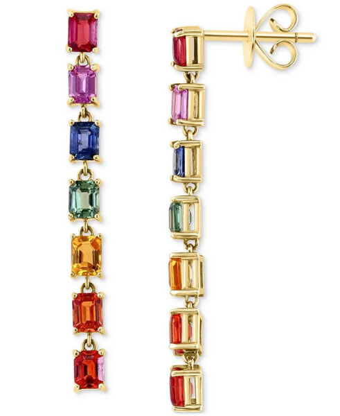 EFFY® Multi-Sapphire Linear Drop Earrings (3-3/4 ct. t.w.) in 14k Gold