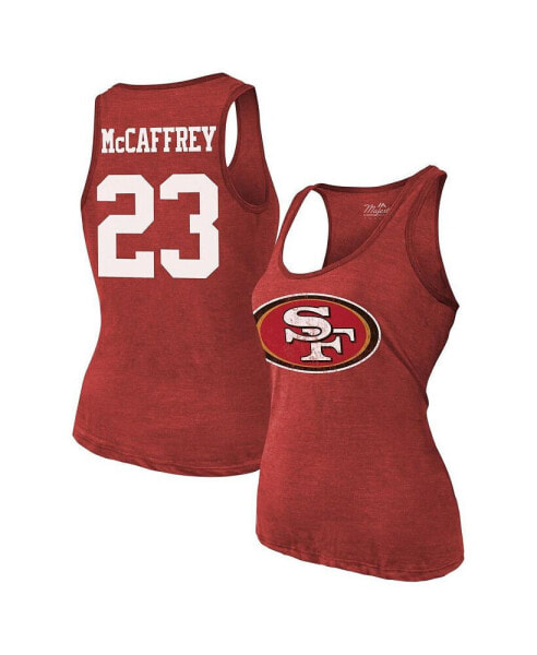 Women's Christian McCaffrey Scarlet San Francisco 49ers Name Number Tri-Blend Tank Top