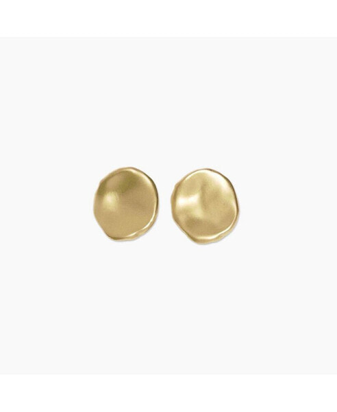 Dainty Hammered Circle Stud Earrings Gold