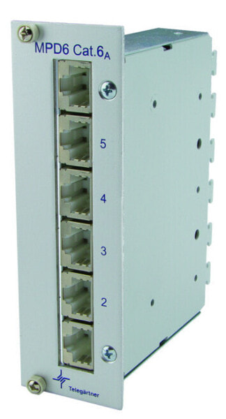Telegärtner Karl Gärtner 6 Port Netzwerk-Patchpanel J02021A0054 Cat 6a 3 HE - Patch-Panel - Patch Panel - Power over Ethernet
