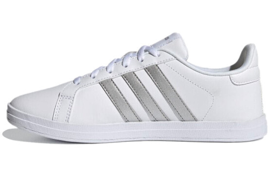 Кроссовки женские Adidas neo Courtpoint бело-серебристые