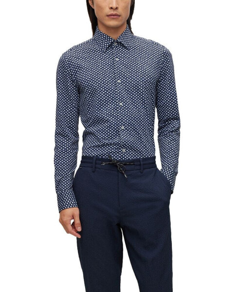 Men's Printed Performance-Stretch Slim-fit Dress Shirt