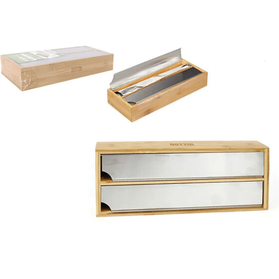 AMAHOGAR Bamboo Aluminum And Film Dispenser 33.5x13 cm