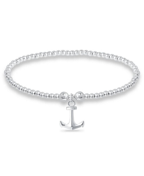 Bead Anchor Charm Bracelet in Silver Plate