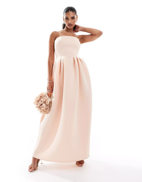 ASOS DESIGN statement curved hem skirt maxi dress in pink