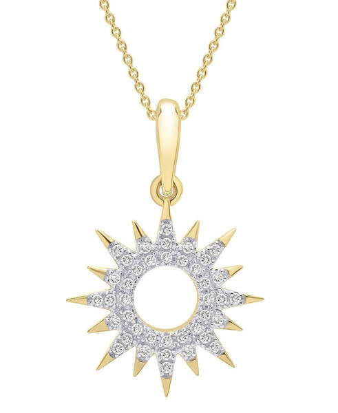 Diamond Sun Pendant Necklace (1/10 ct. t.w.) in 14k Gold Created for Macy's (Also available in Black Diamond)