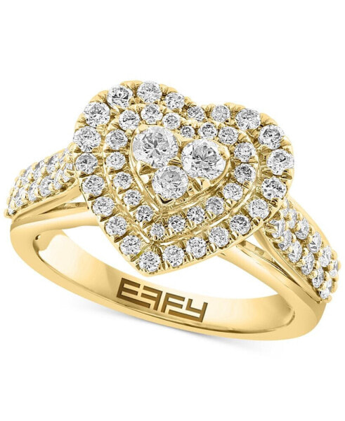 EFFY® Diamond Halo Cluster Heart Ring (1-1/20 ct. t.w.) in 14k Gold