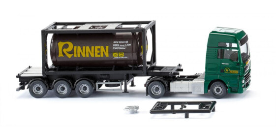 Wiking 053606 - Delivery truck model - Preassembled - 1:87 - Tankcontainersattelzug 20' (MAN TGX Euro 6c) - Any gender - "Rinnen"