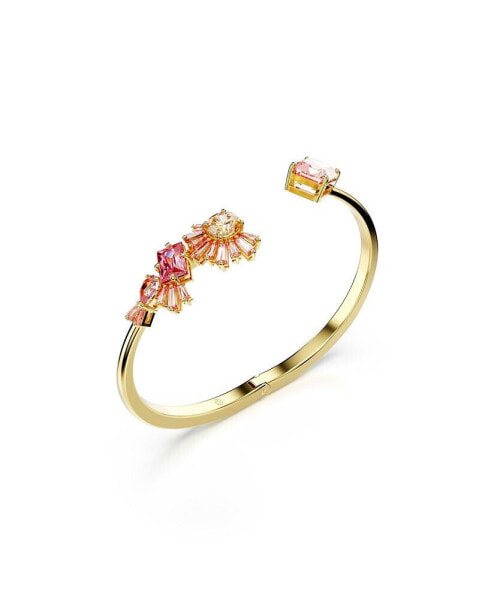 Mixed Cuts, Pink, Gold-Tone Gema Bangle Bracelet