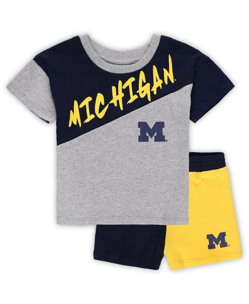 Toddler Boys and Girls Heather Gray Michigan Wolverines Super Star T-shirt and Shorts Set