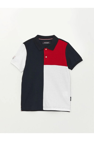 Polo Yaka Renk Bloklu Kısa Kollu Erkek Çocuk Tişört