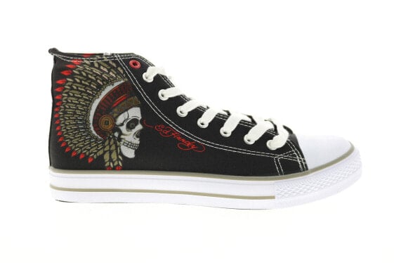 Ed Hardy Skull EH9038H Mens Black Canvas Lace Up Lifestyle Sneakers Shoes