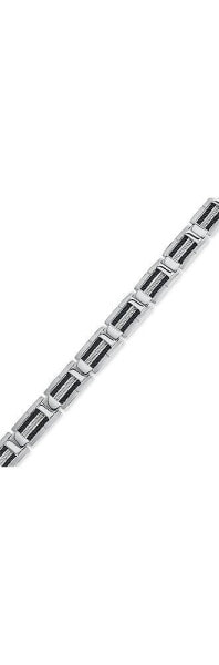 Men's Black and Grey Cable Bracelet in Stainless Steel