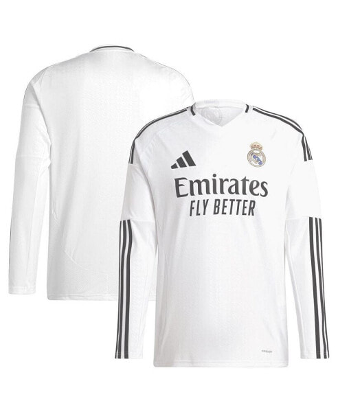 Men's White Real Madrid 2024/25 Home Replica Long Sleeve Jersey