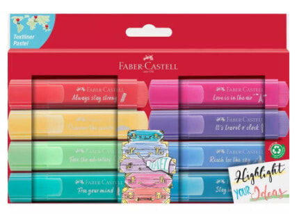 FABER-CASTELL TL 46 - 8 pc(s) - Green - Turquoise - Violet - Blue - Red - Rose - Yellow - Chisel tip - Plastic - Water-based ink - Window box