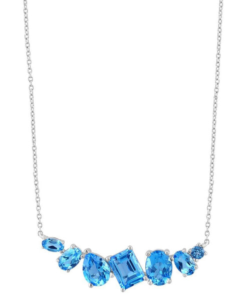 EFFY® Blue Topaz Multi-Cut 18" Collar Necklace (6-1/10 ct. t.w.) in 14k White Gold