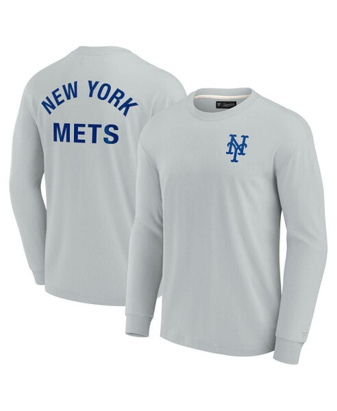 Men's and Women's Gray New York Mets Super Soft Long Sleeve T-shirt