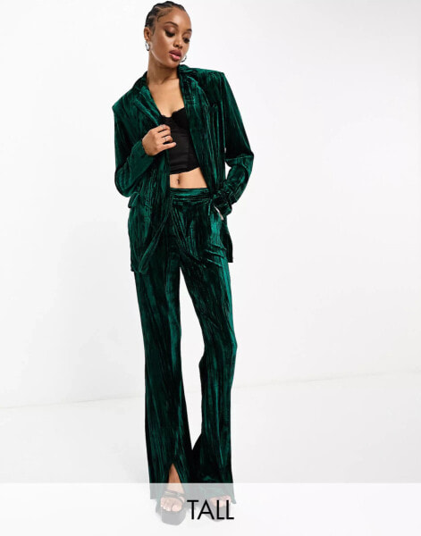 Extro & Vert Tall tailored velvet blazer in co-ord emerald green