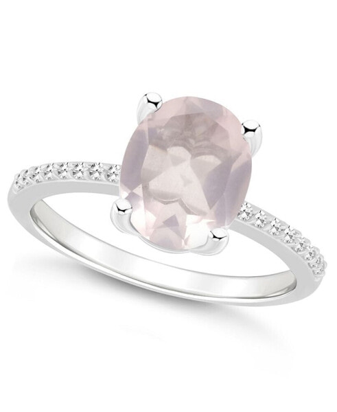 Women's Rose Quartz (2-1/2 ct.t.w.) and Diamond (1/10 ct.t.w.) Ring in Sterling Silver