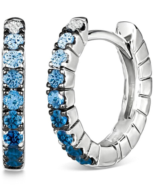 Denim Ombré Sapphire (1/4 ct. t.w.) & White Sapphire (1/20 ct. t.w.) Small Hoop Earrings in 14k White Gold, 0.5"