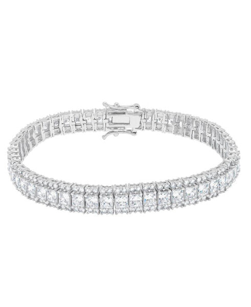 Cubic Zirconia Princess and Round Tennis Bracelet in 14K Gold Plated