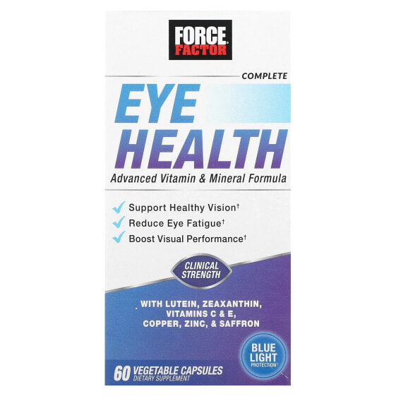 Витамины и минералы для глаз Force Factor Complete Eye Health, улучшенная формула, 60 капсул (растительные)