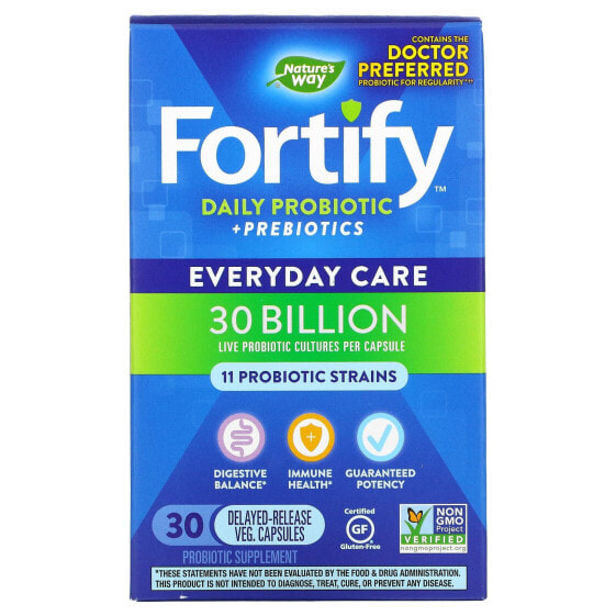 Пробиотики ежедневные Fortify + Пребиотики, 30 млрд КУС, 30 вег капсул - NATURE'S WAY