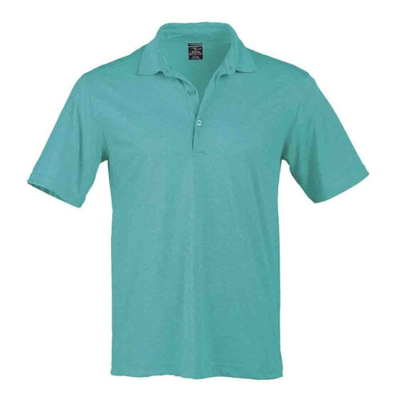 Page & Tuttle Solid Heather Short Sleeve Polo Shirt Mens Blue Casual P2003-WAV