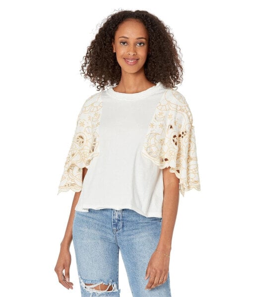 Free People 298363 Angel Tee Ivory MD (Women's 8-10)