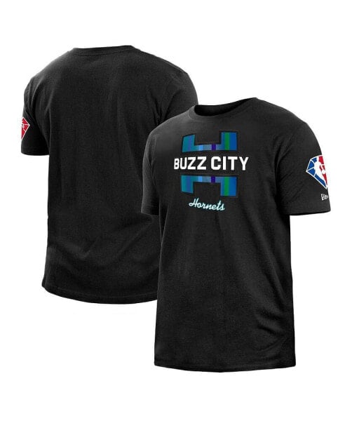 Men's Black Charlotte Hornets 2021/22 City Edition Brushed Jersey T-shirt