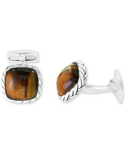 EFFY® Men's Tiger Eye Rope Framed Cufflinks in Sterling Silver