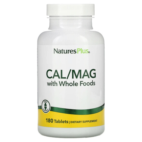Витамины и минералы Кальций NaturesPlus Cal/Mag с цельными продуктами, 180 таблеток