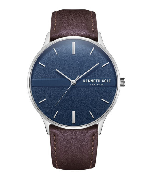 Men's Modern Classic Tan Genuine Leather Strap Watch 42mm