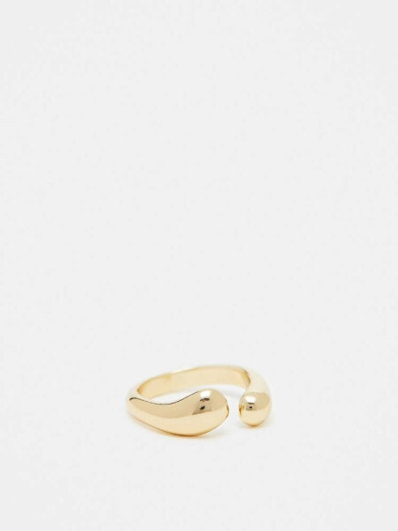 ASOS DESIGN Curve ring with open melt design in gold tone